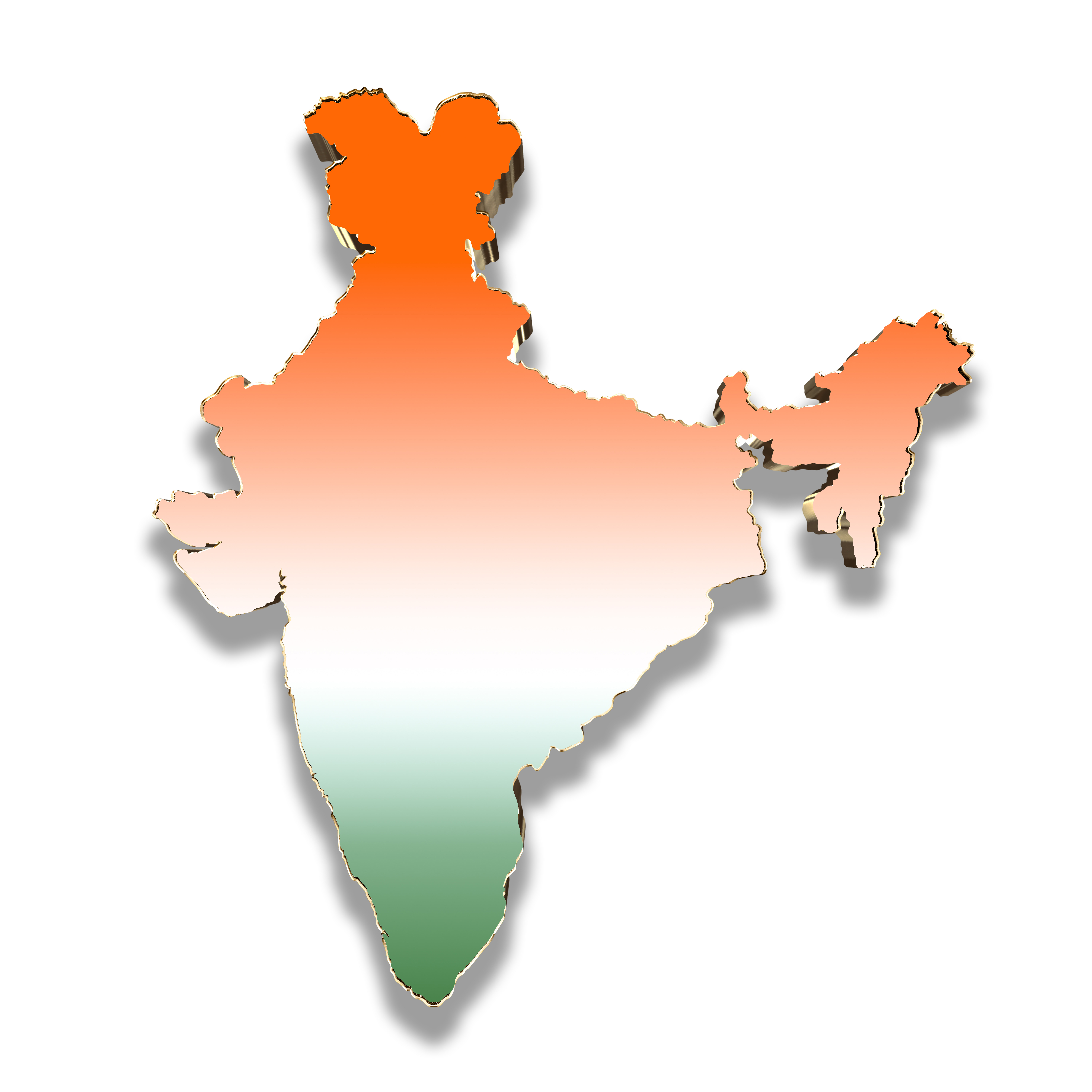 3D India Map Tricolor Flag Map of India