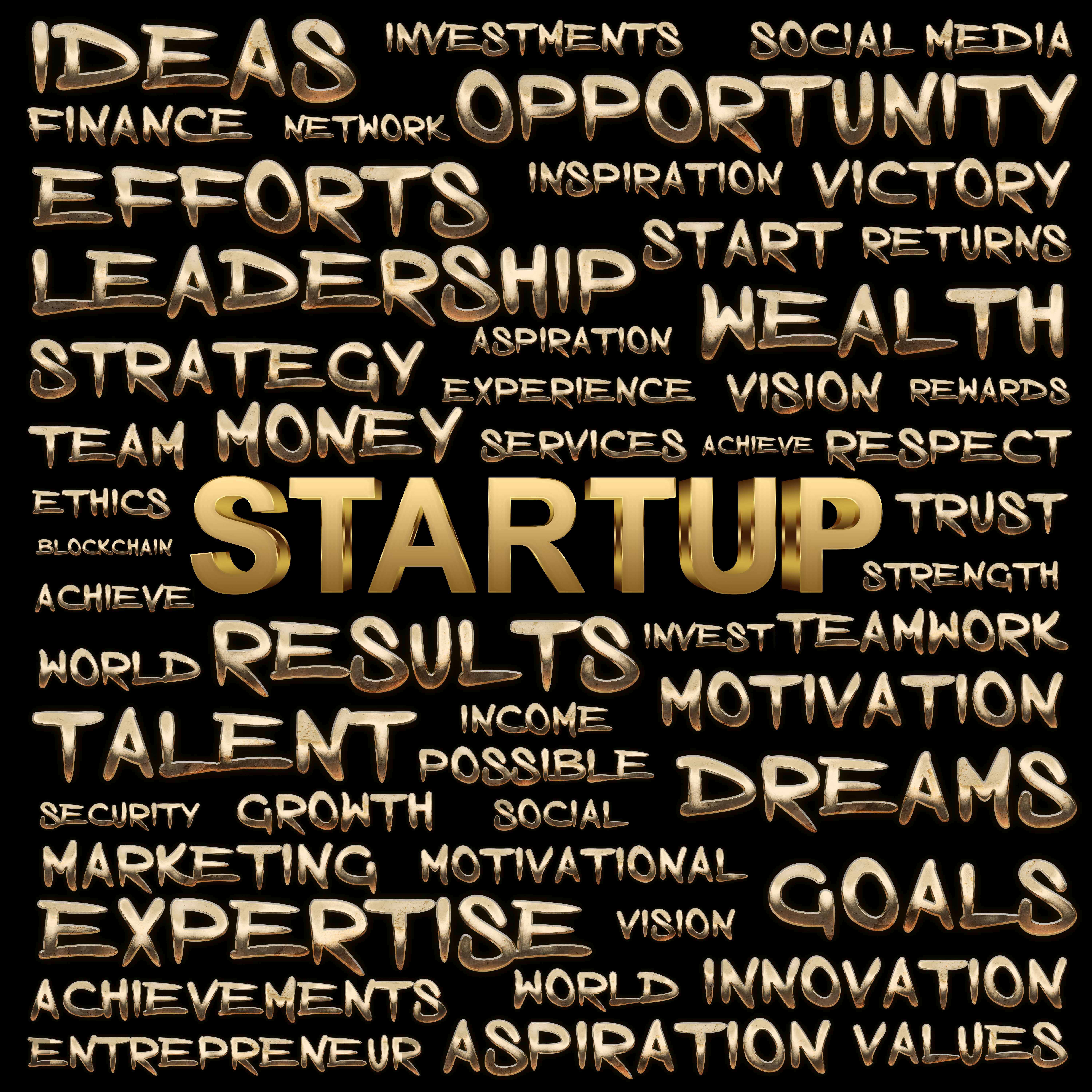 Golden Startup stock pictures word cloud free downloads