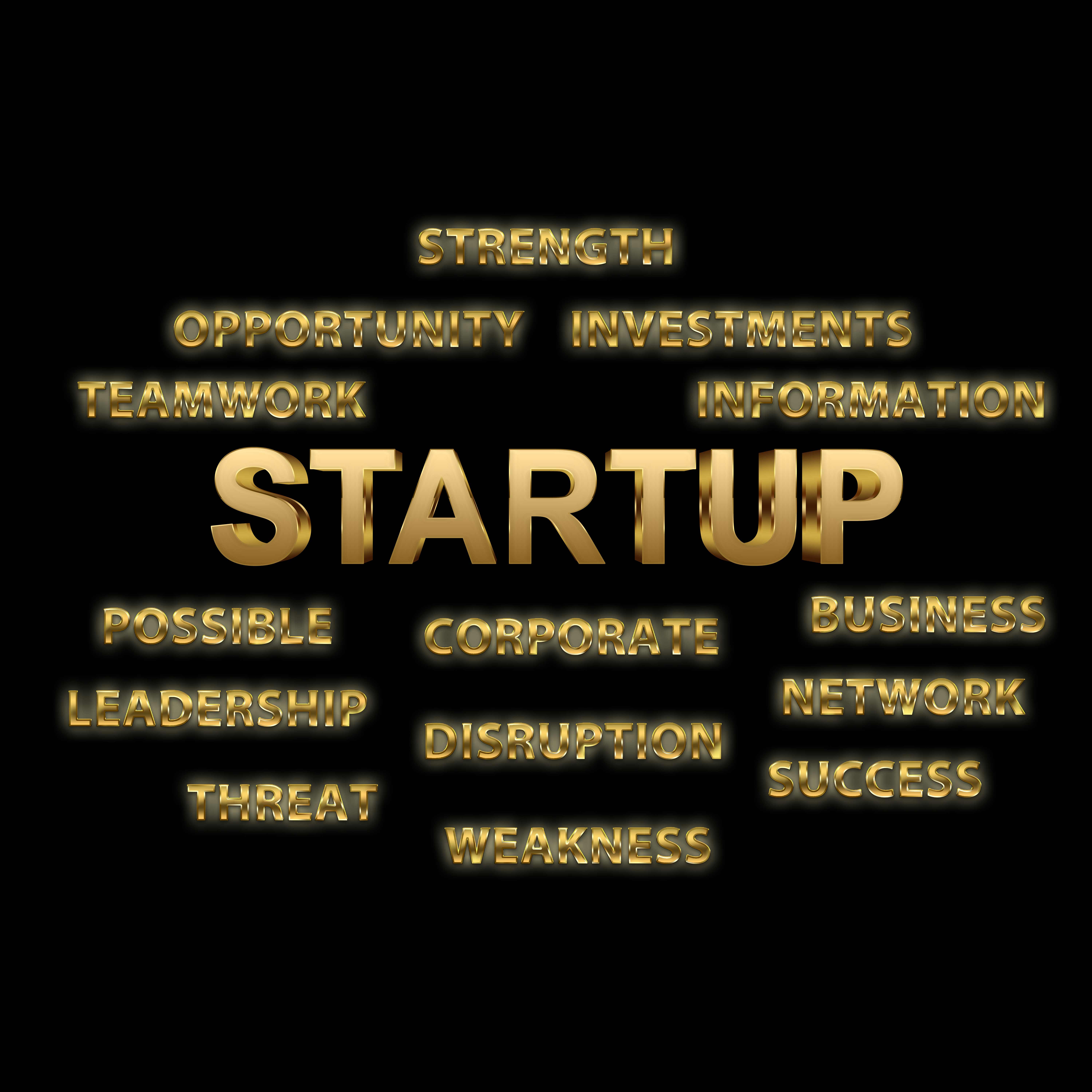 Golden Startup Word Cloud Images, Pictures And Stock Photo
