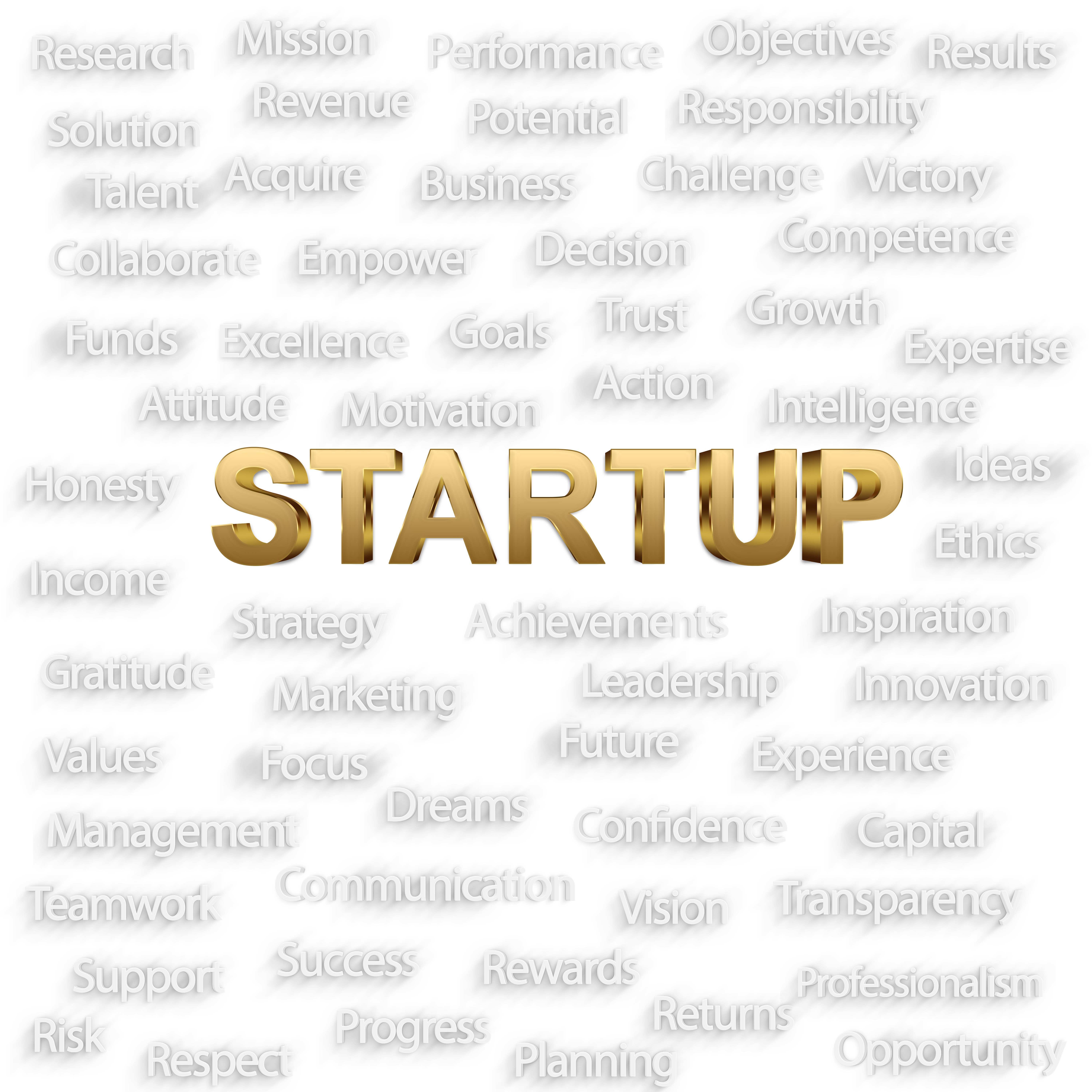 Golden Startup word cloud royalty free images