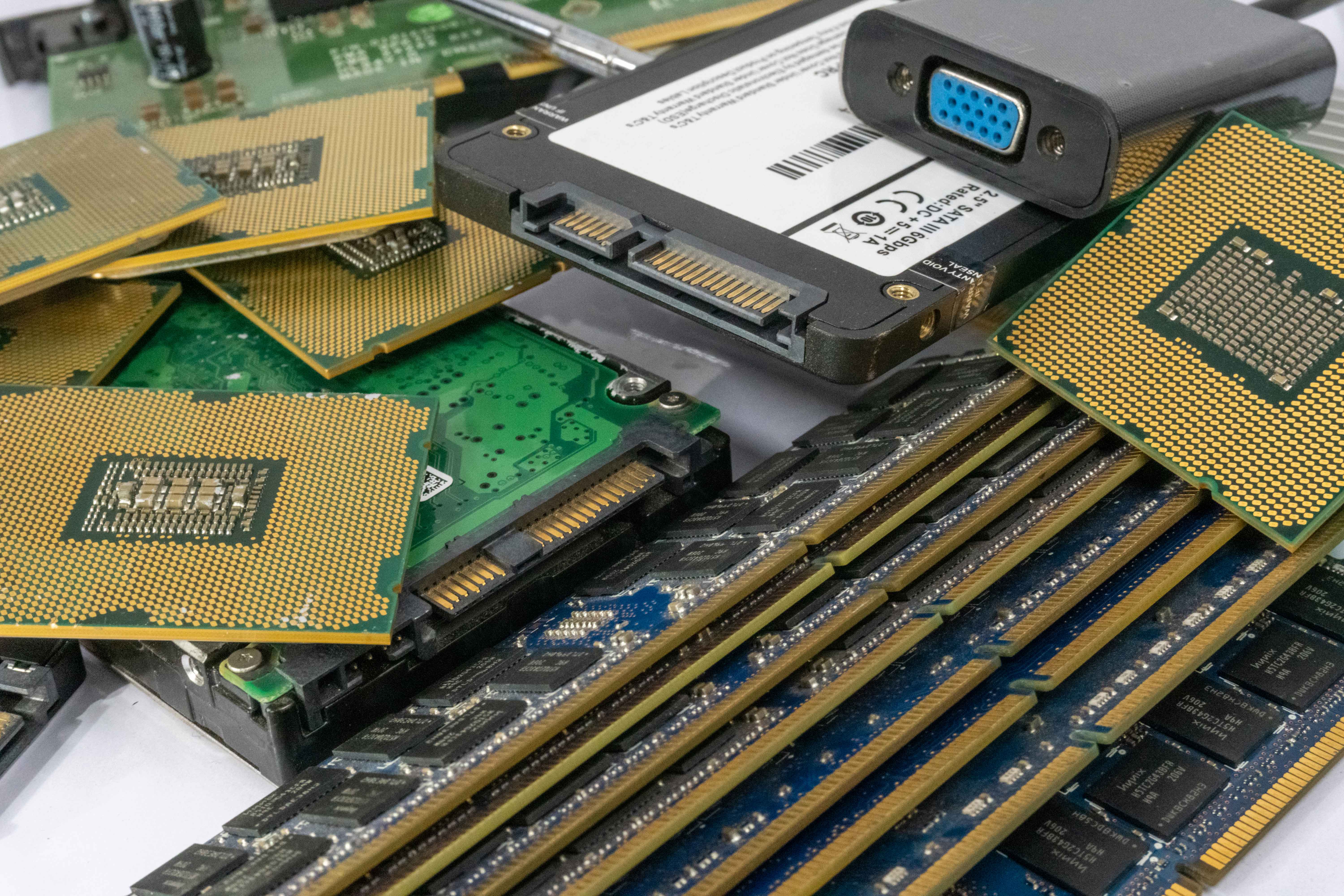 Stack of Computer hardware parts HD stock picture 