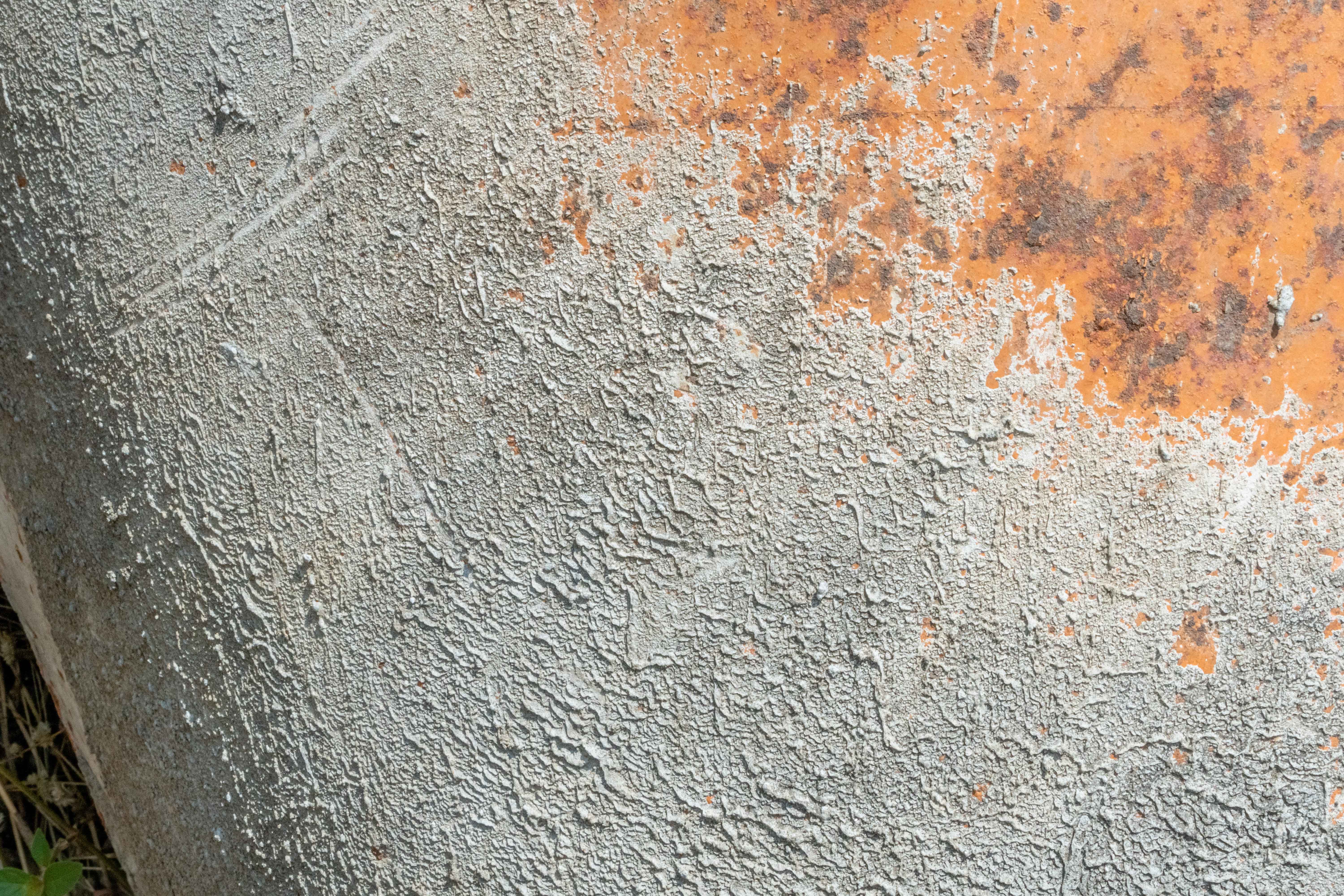 Weathered Painted Metal Surface with Rust and Concrete Coating Texture in 6k