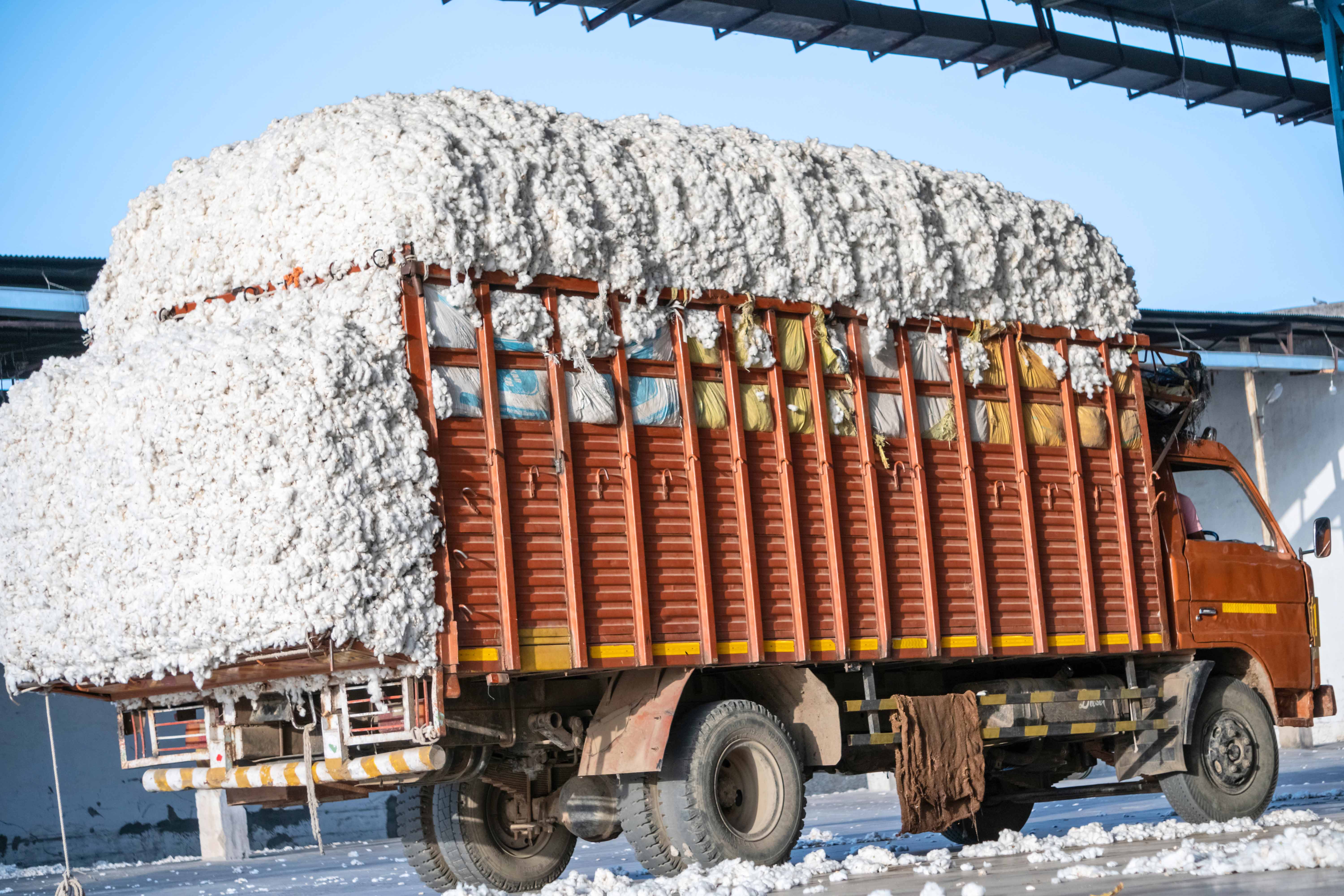 Natural cotton overloaded truck HD stock images in 6K resolution for free download