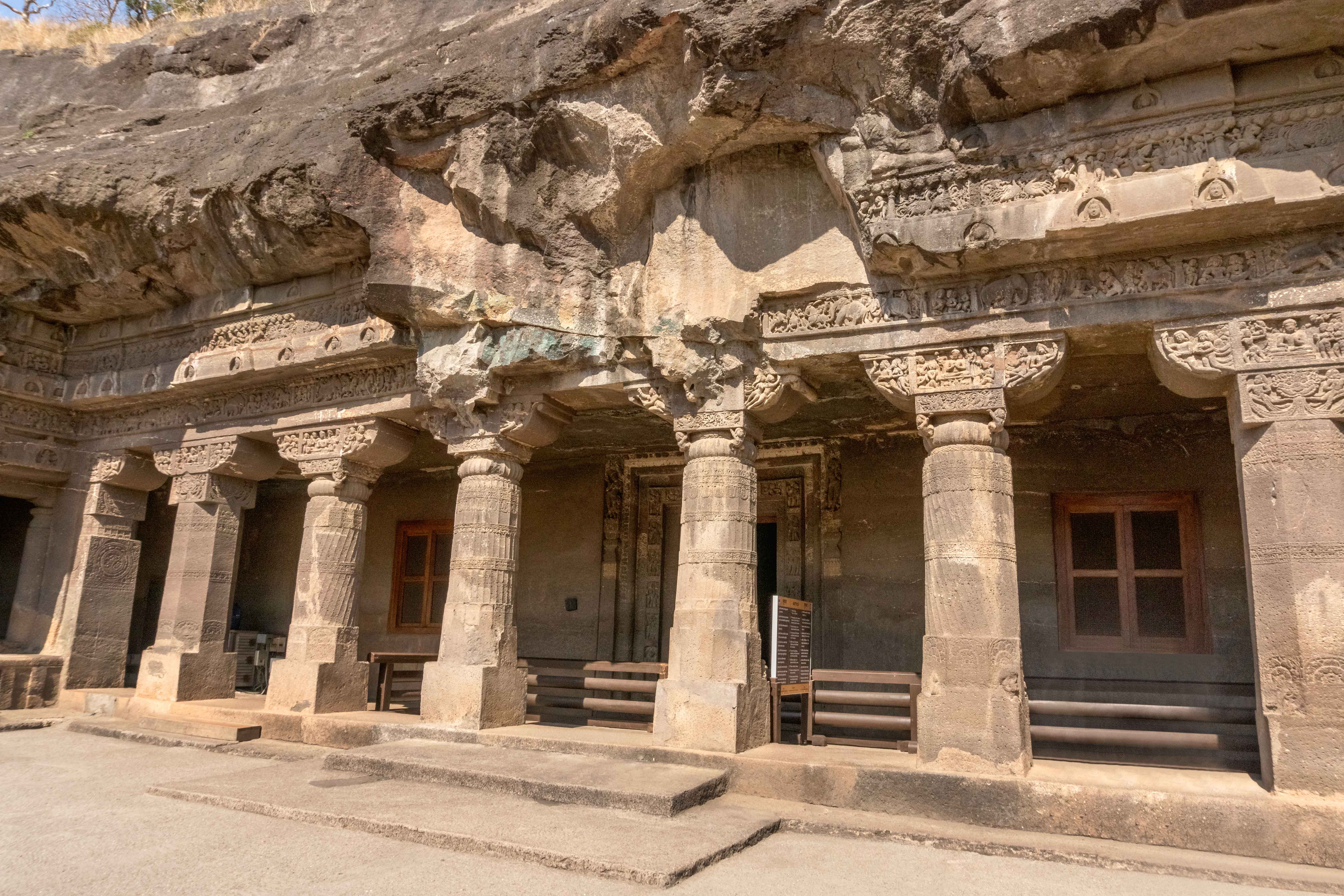 Ajanta caves architecture stock images hd