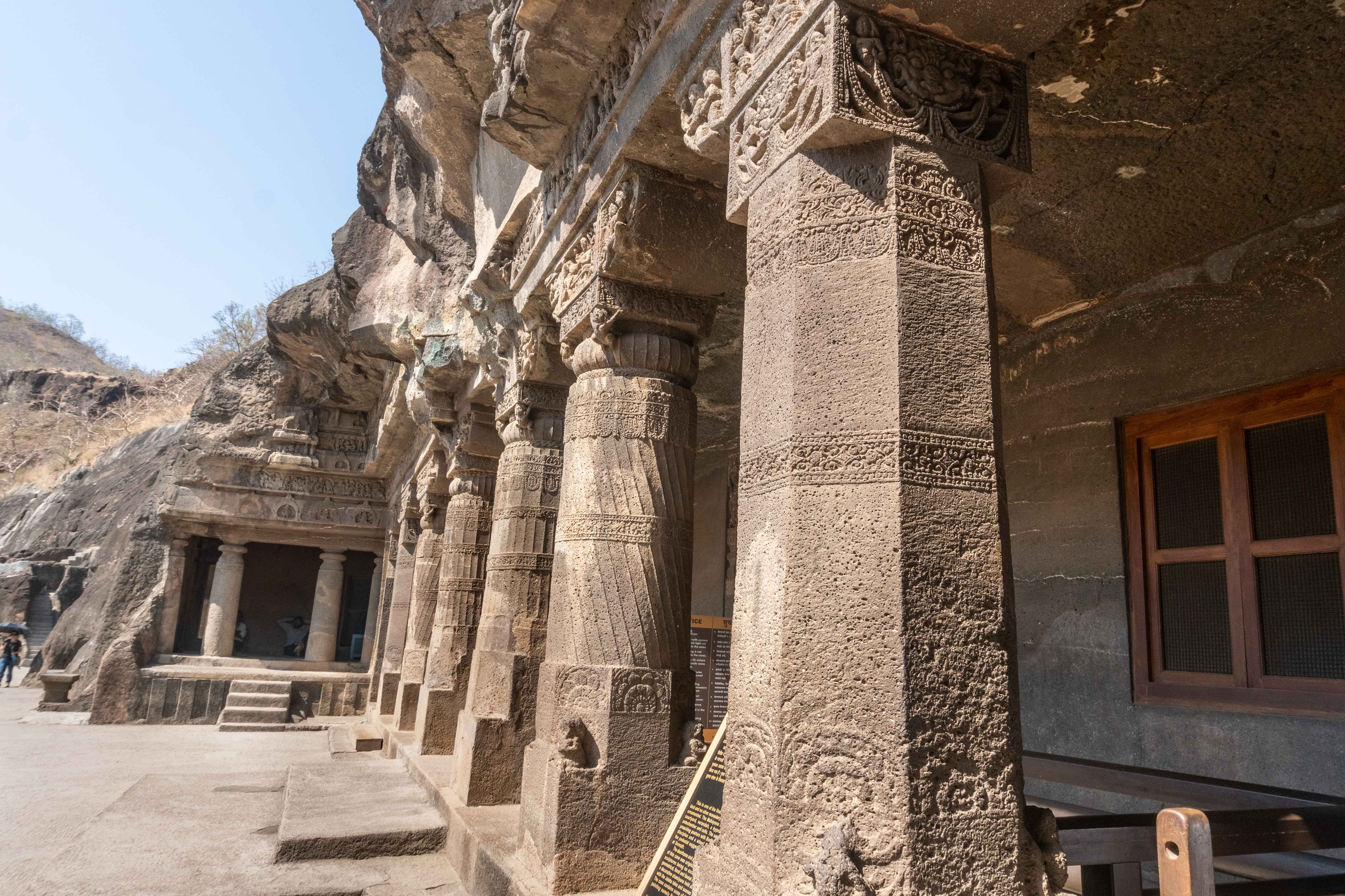 Ajanta caves restoration stock images hd