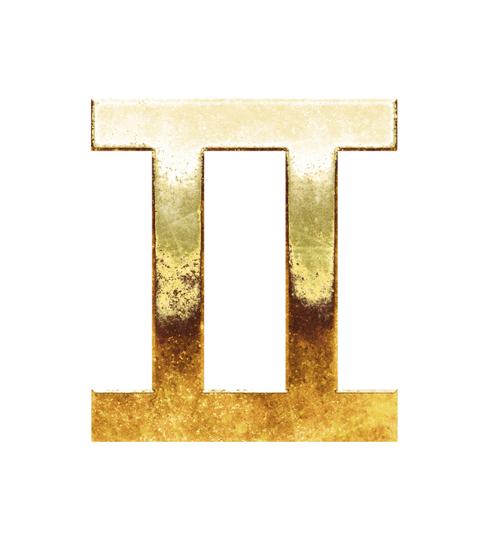 Gemini png, golden Gemini sign png, gold Gemini sign PNG, gold Gemini PNG transparent images download