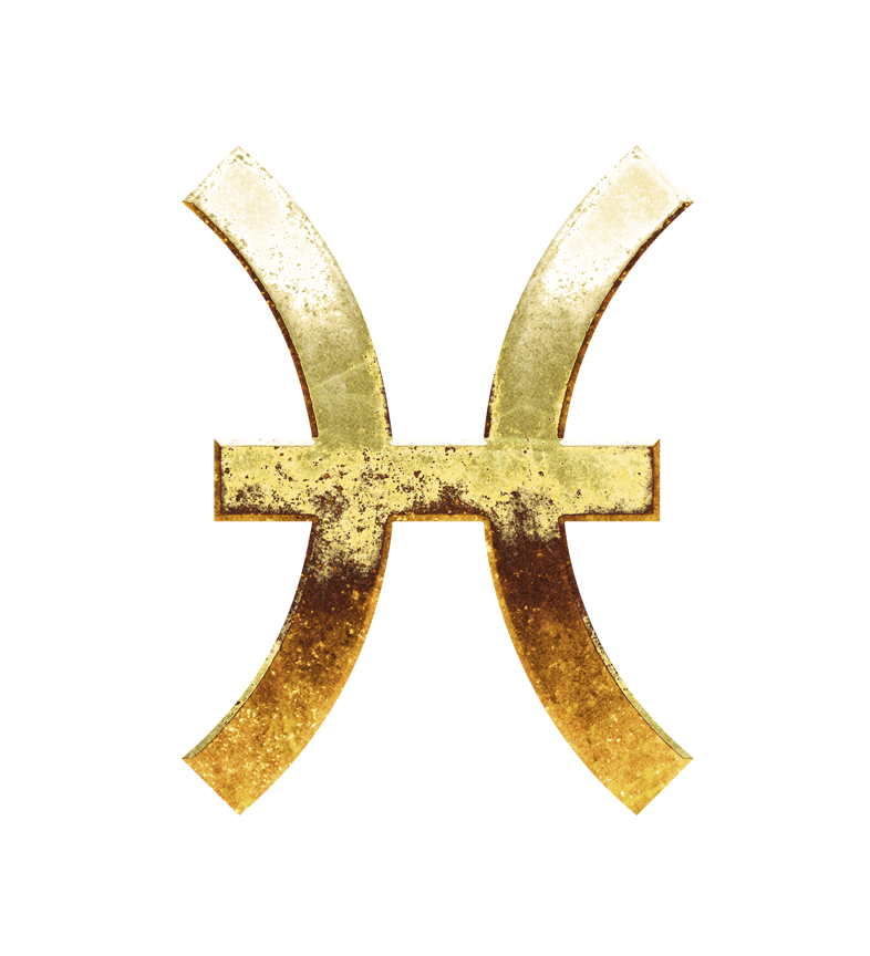 Pisces png, golden Pisces sign png, gold Pisces sign PNG, gold Pisces PNG transparent images download