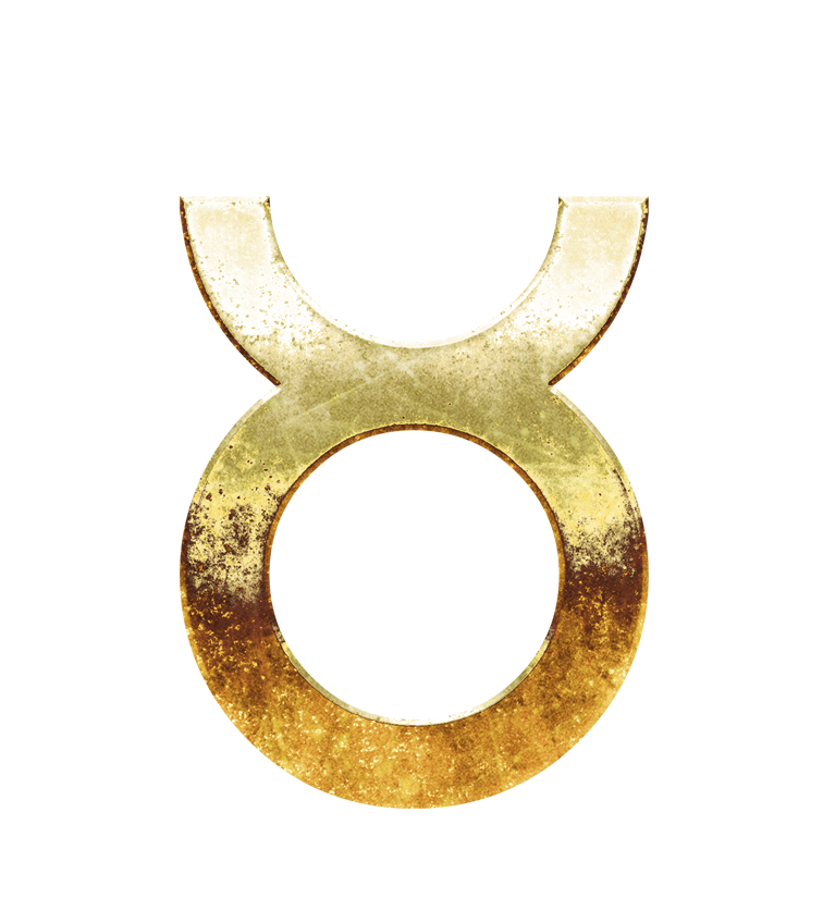 Taurus png, golden Taurus sign png, gold Taurus sign PNG, gold Taurus PNG transparent images download