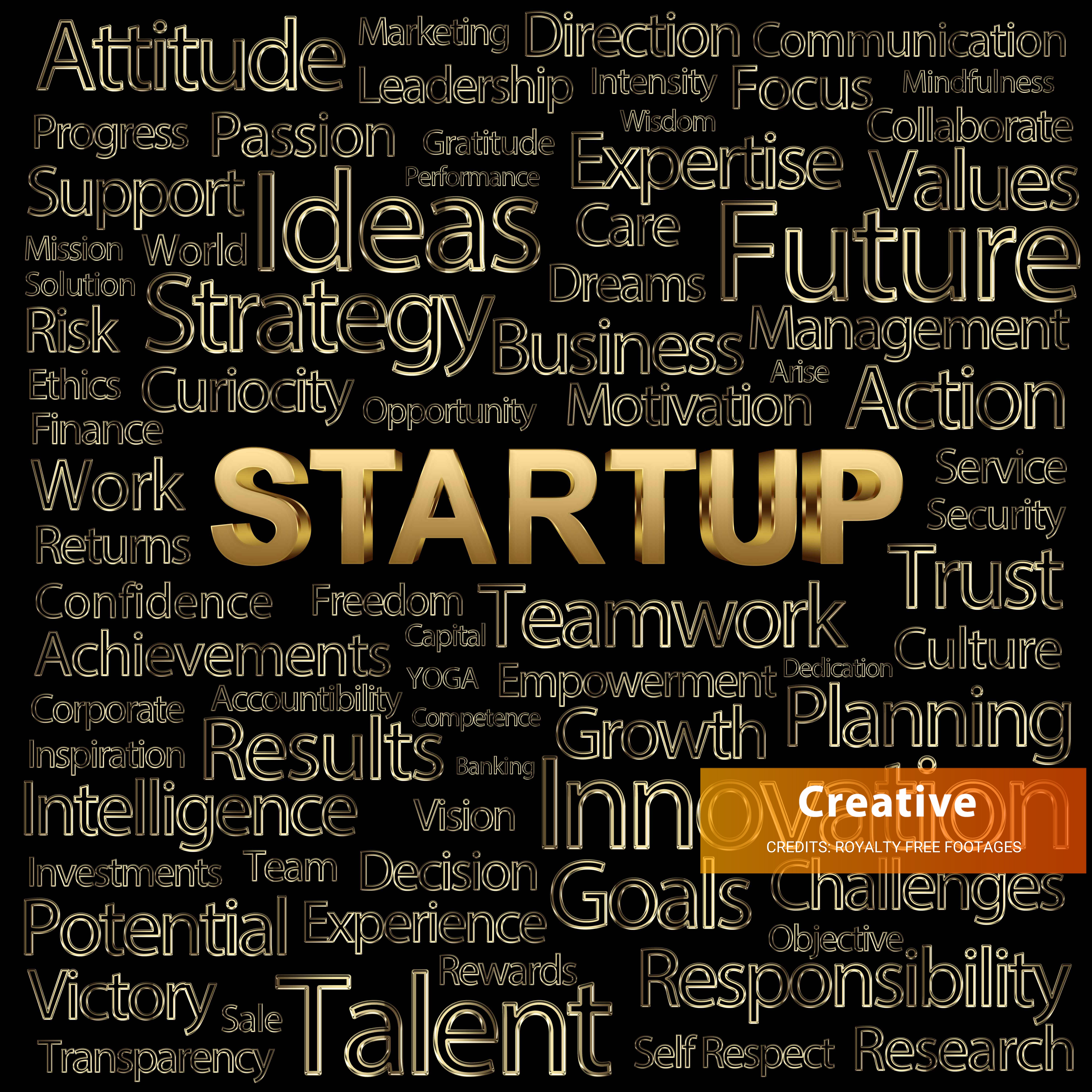 Golden Startup stock photos word cloud free downloads