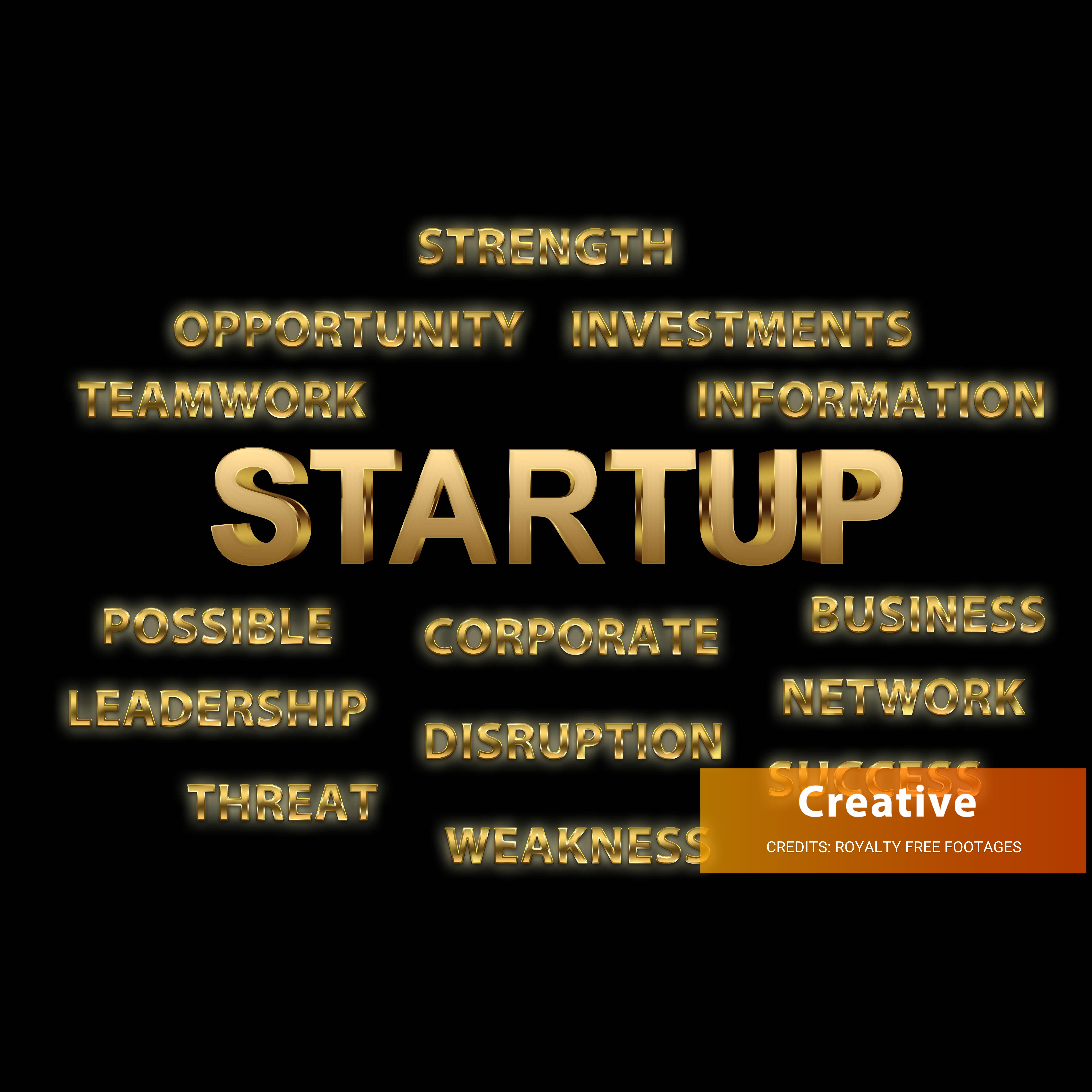 Golden Startup Word Cloud Images, Pictures And Stock Photo
