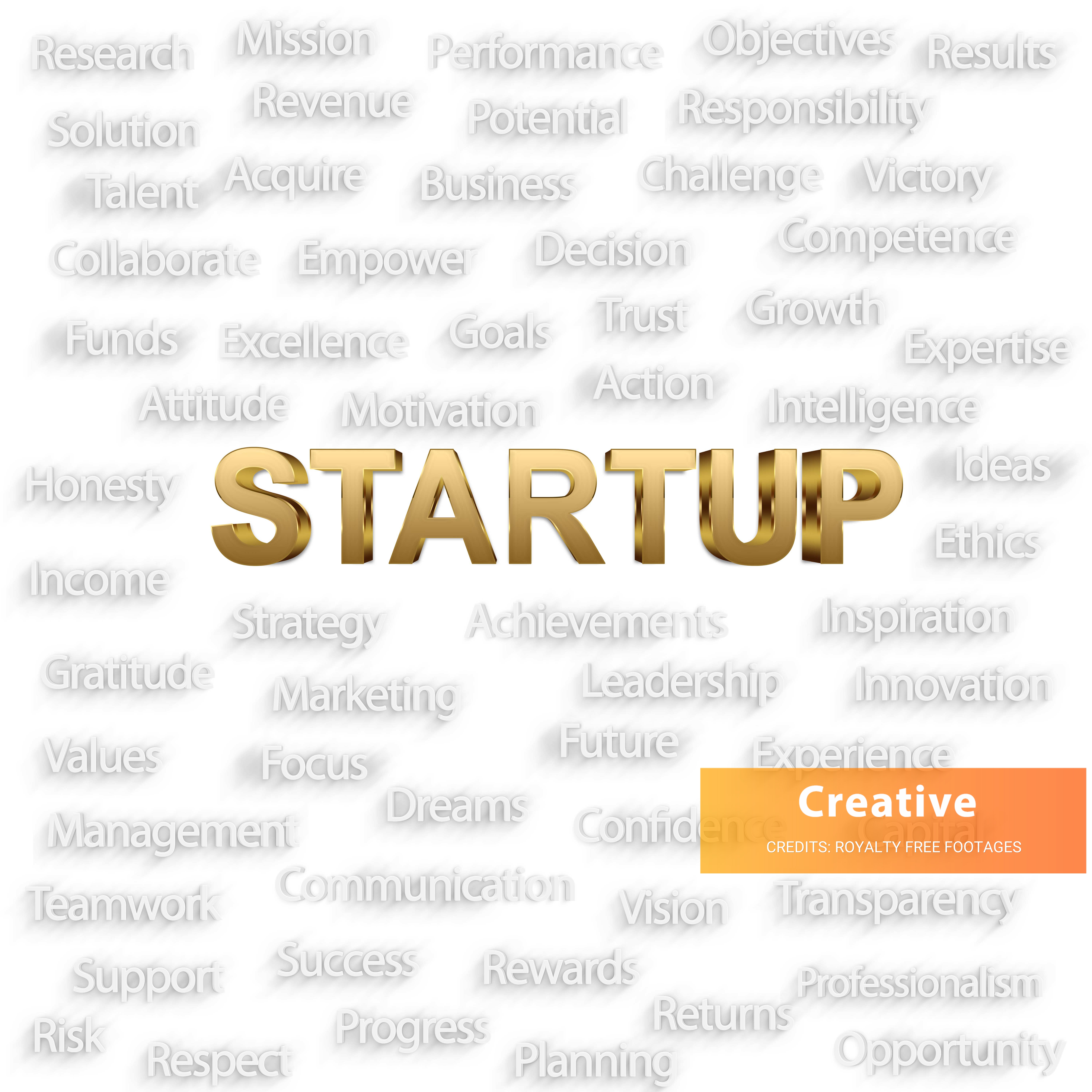 Golden Startup word cloud royalty free images