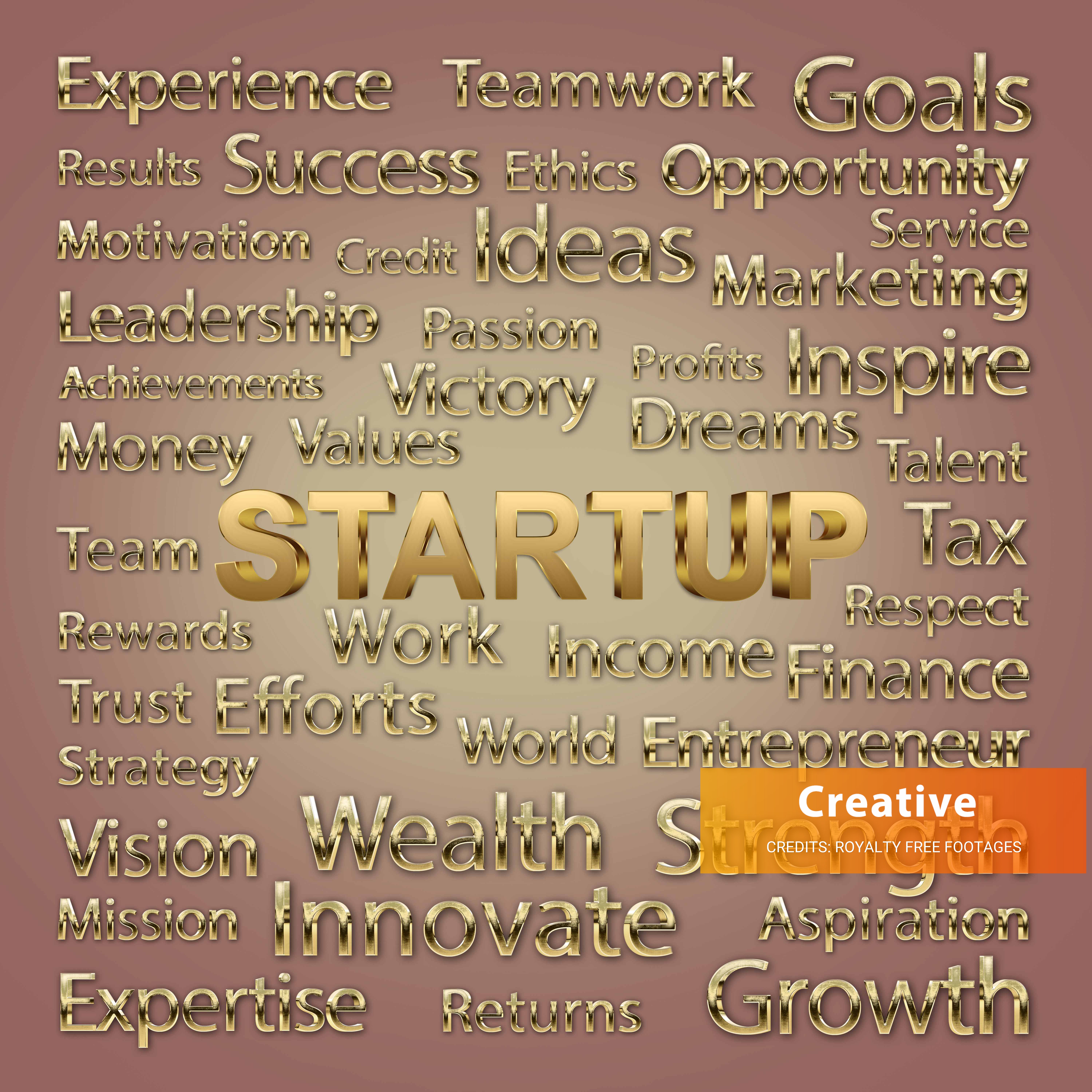 Startup Free Stock Image HD Golden Word CLoud