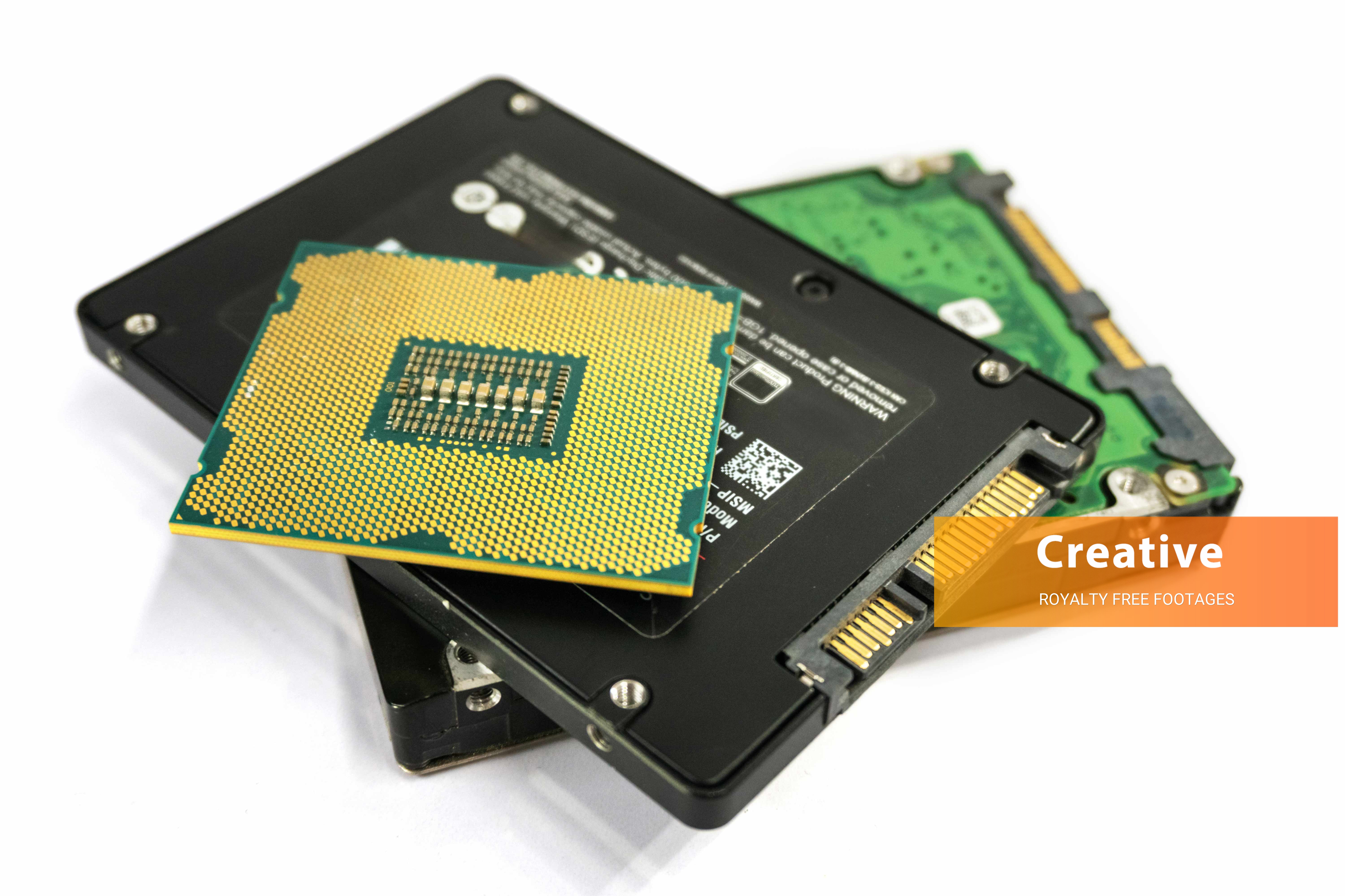 Download free computer processor CPU chip and hard drive hd stock images