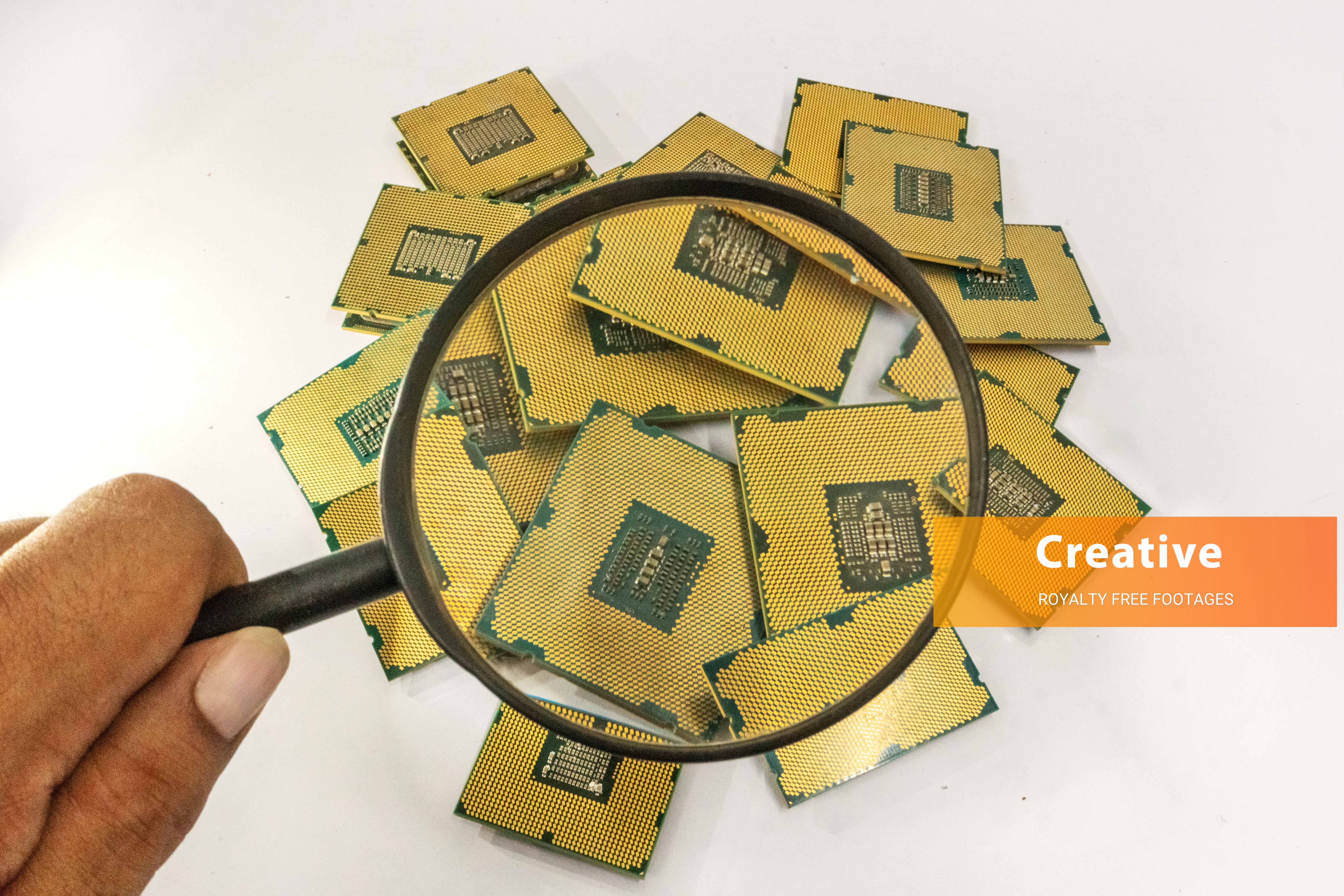 Stack of Computer CPU chips stock HD pictures