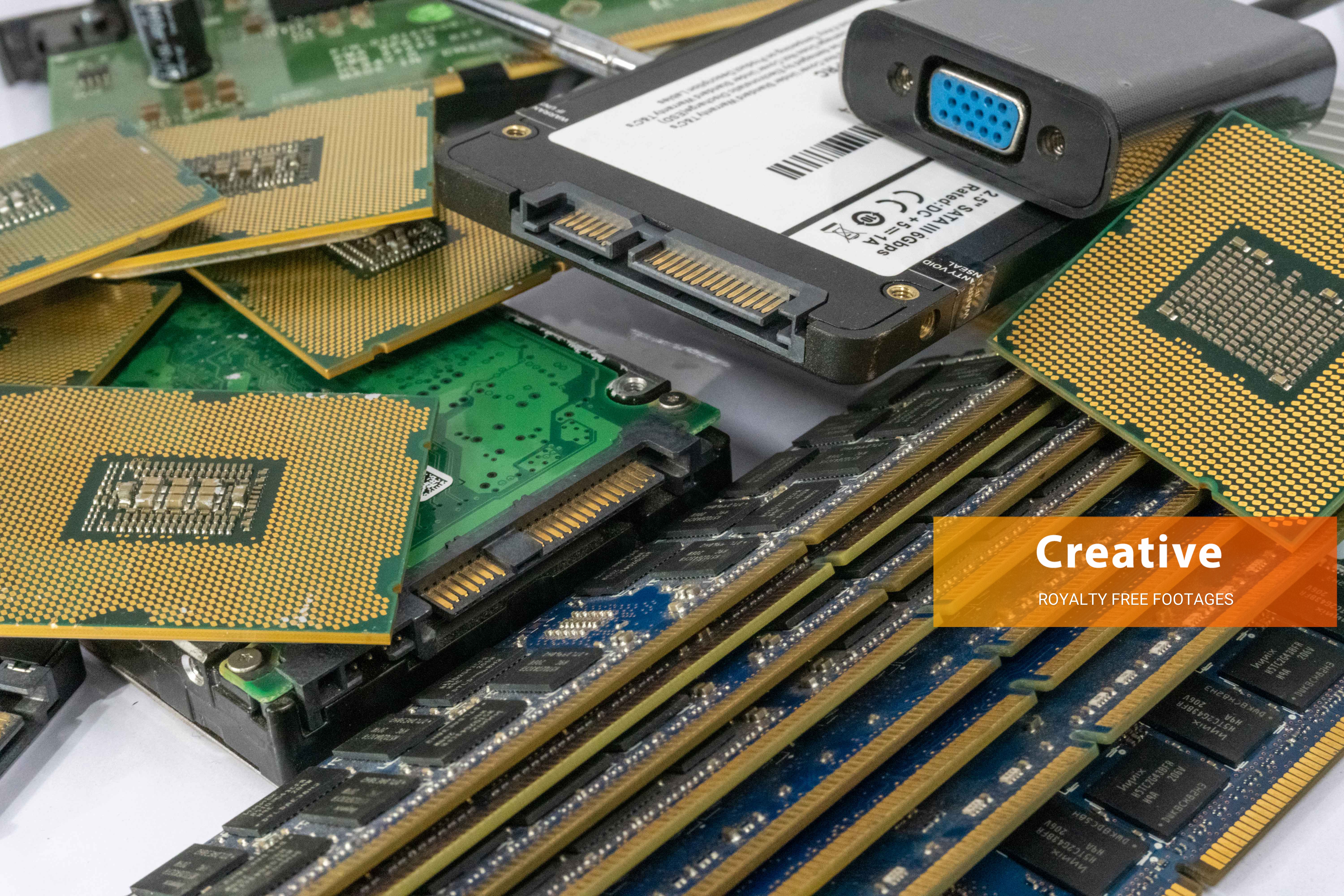 Stack of Computer hardware parts HD stock picture 