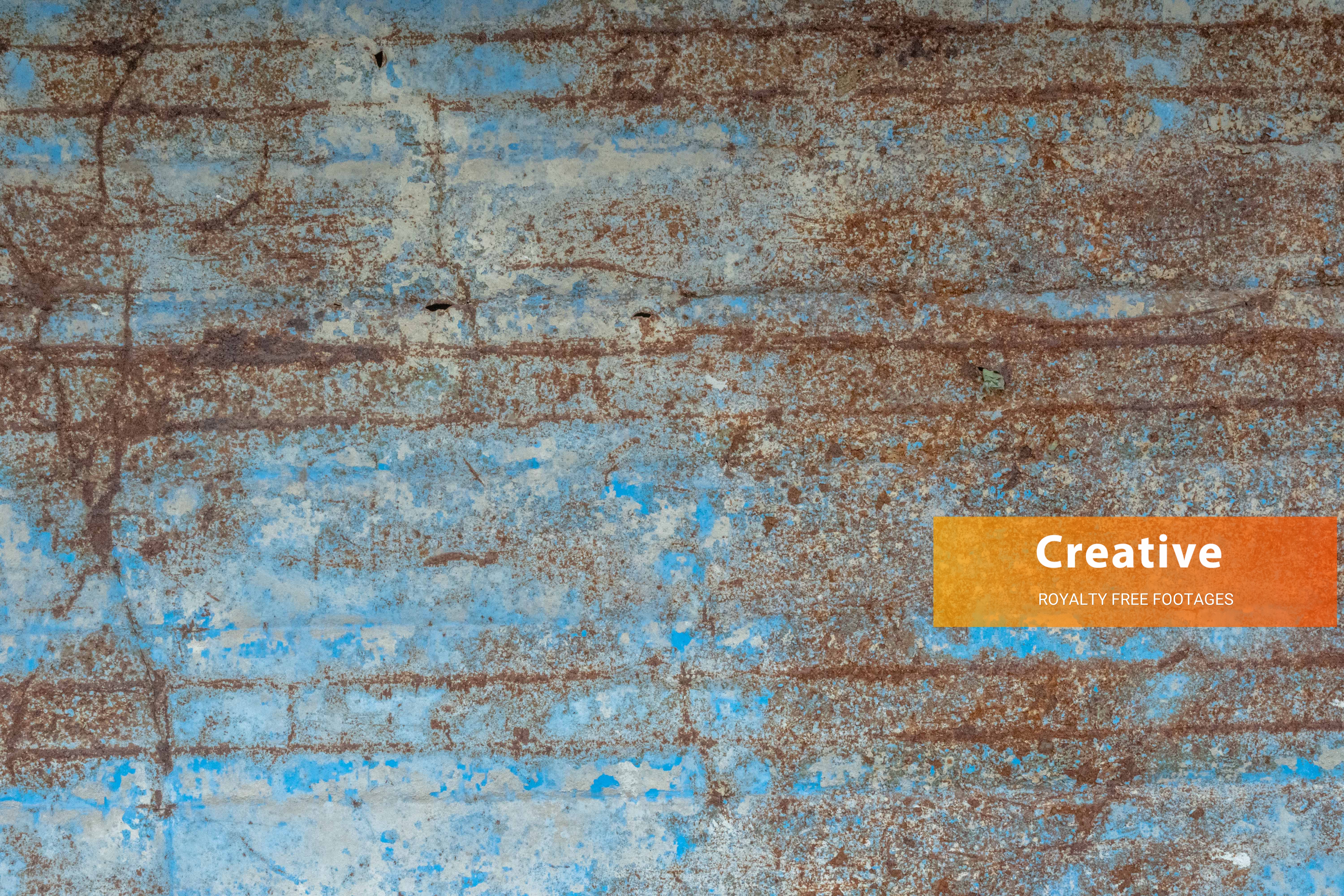 Grungy Weathered Blue Painted Corrugated Steel Sheet with Rust and Peeling Paint Texture in 6k resolution
