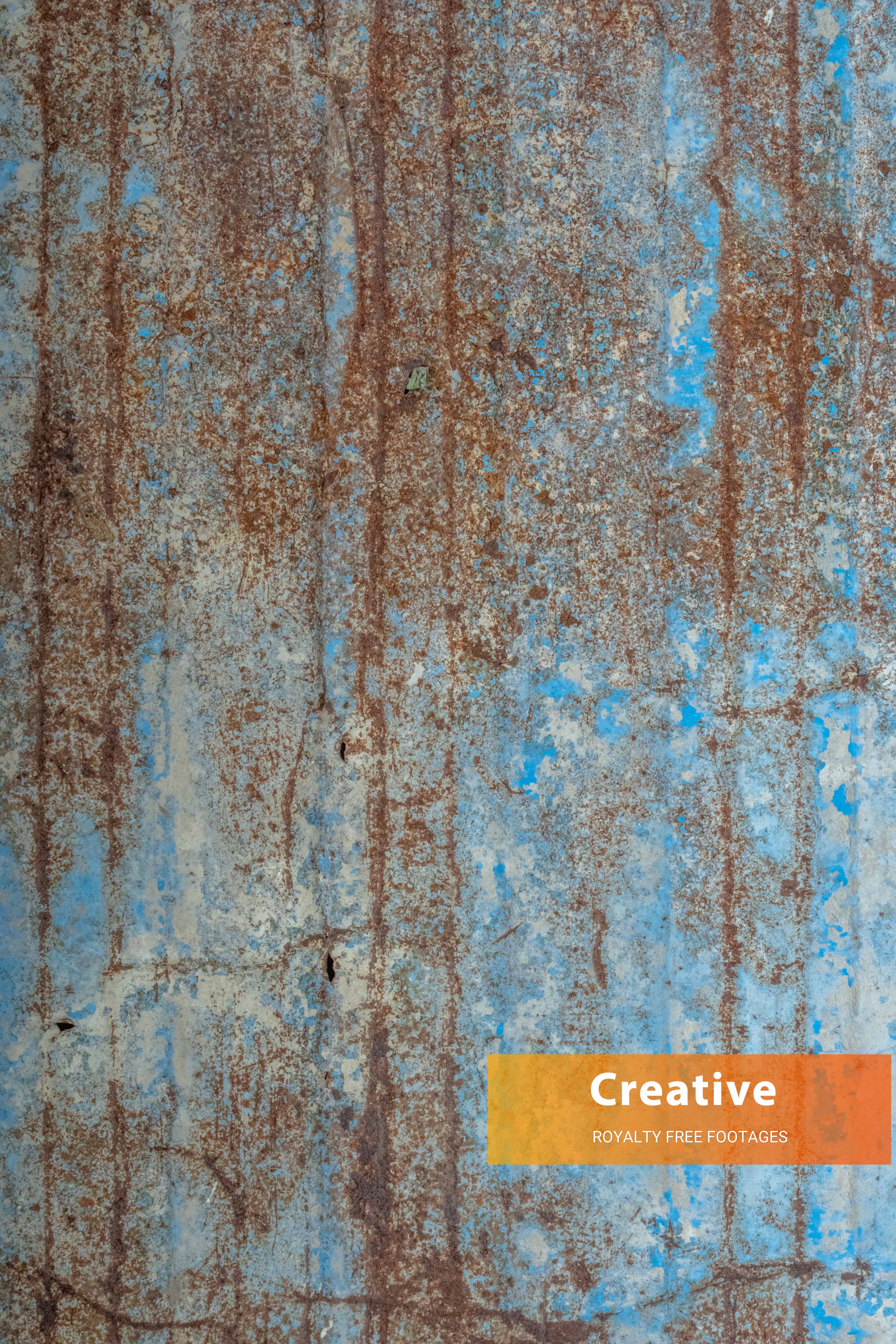 HD Weathered Blue Painted Steel Sheet with Surface Rust and Vertical Oxidation Texture