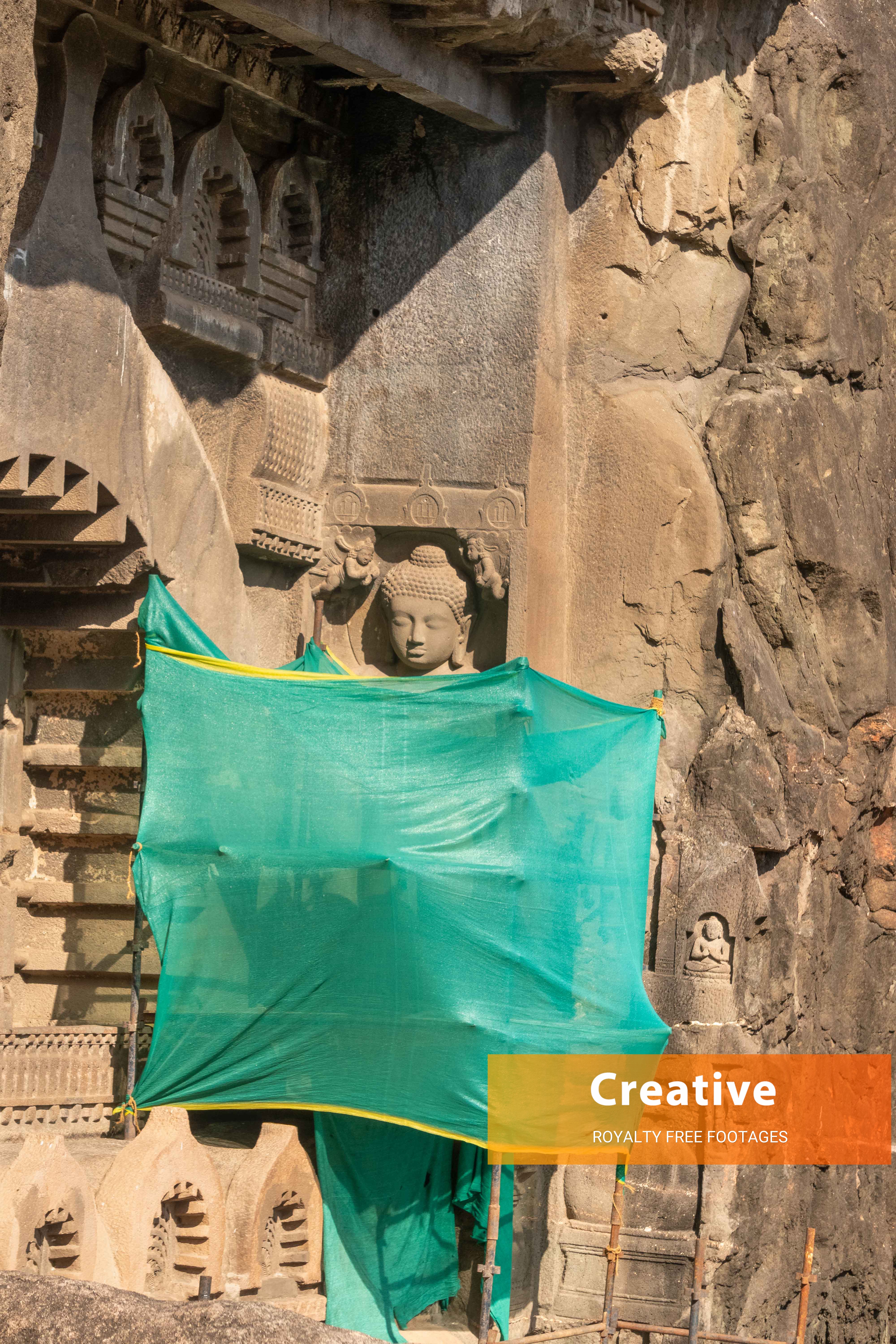 Ajanta caves restoration stock images hd