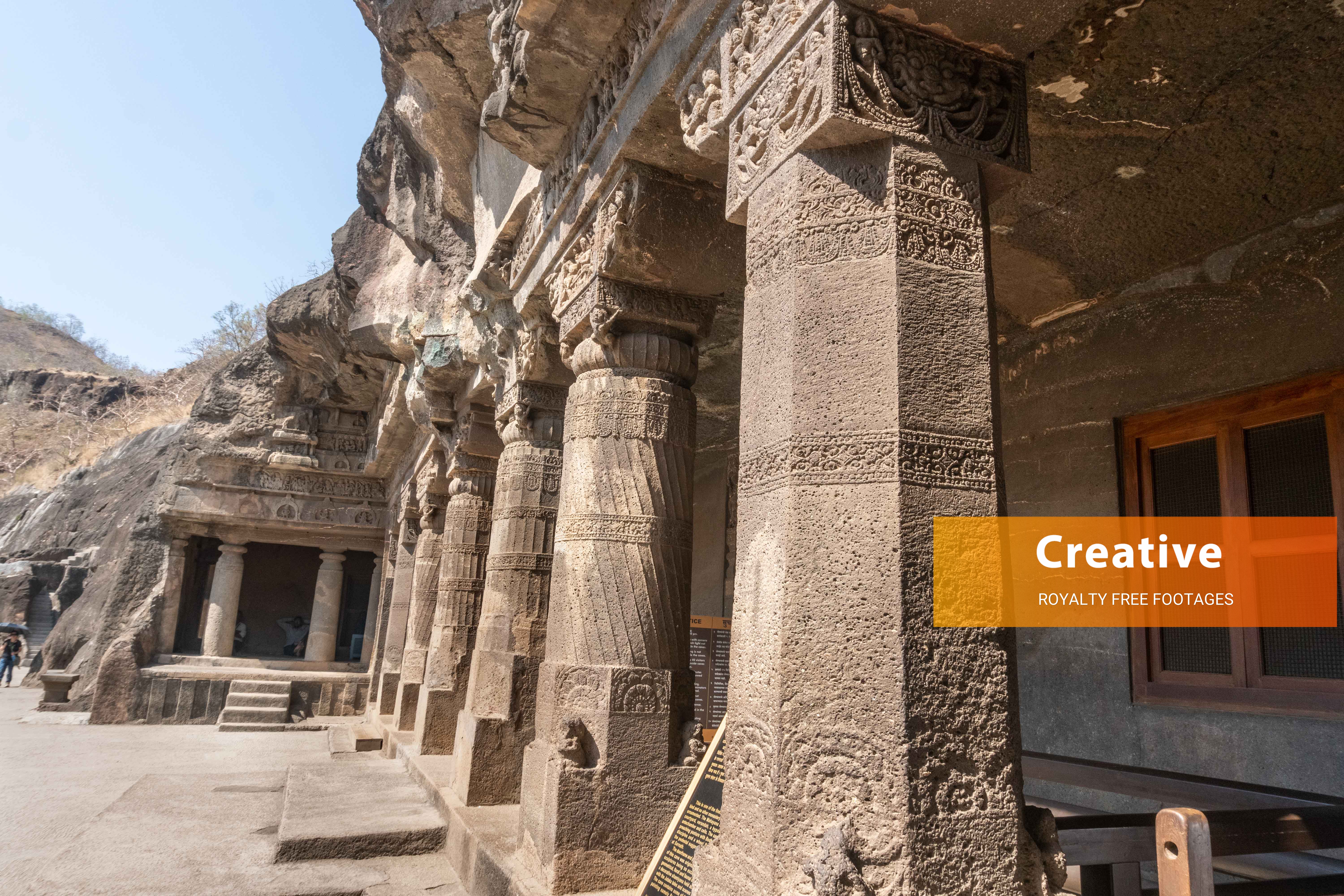 Ajanta caves restoration stock images hd