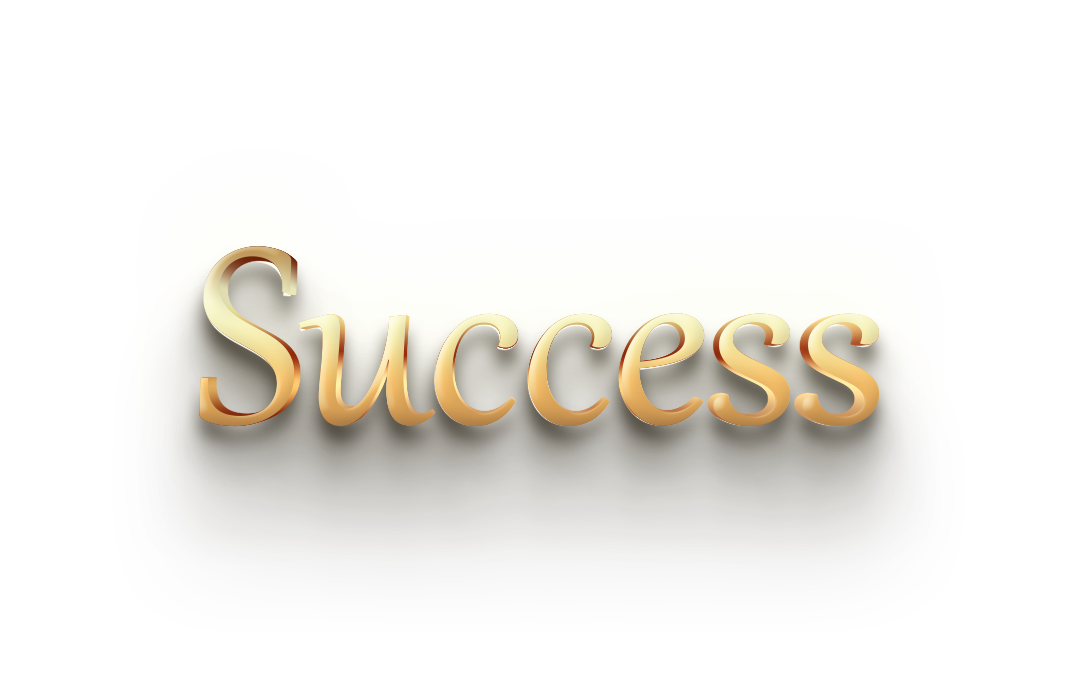 WORD SUCCESS gold 3d text effects art typography free png images